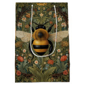 Elegante retro hommel boho botanische bloemkunst medium cadeauzakje (Achterkant)