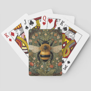 Elegante retro hommel boho botanische bloemkunst pokerkaarten
