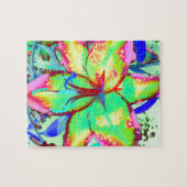 Elegante retro kleurrijke tropische bloemenlelie legpuzzel (Horizontaal)