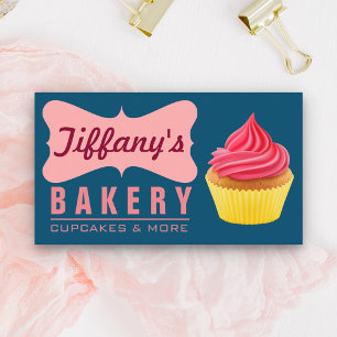 Elegante Retro Mooie Cake Shop Roze Cupcake Bakker Visitekaartje