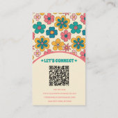 Elegante Retro QR-code Groovy Floral Unique Boho Visitekaartje (Achterkant)