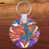 Elegante retro rode bloemlelie sleutelhanger (Voorkant)