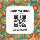 Elegante retro script RSVP QR code bruiloft Vierkante Sticker