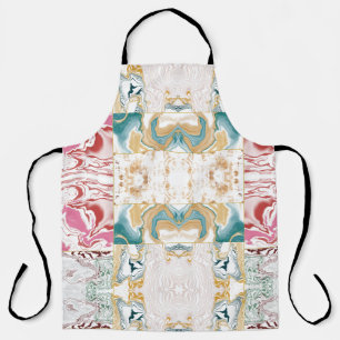 Elegante Retro Turquoise & Roze Marmer Vloeibare K Schort