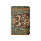 Elegante retro uil boho bohemian bos groen badmat (Voorkant Verticaal)