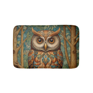 Elegante retro uil boho bohemian bos groen badmat