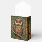 Elegante retro uil boho bohemian bos groen bedankdoosjes (Geopend)