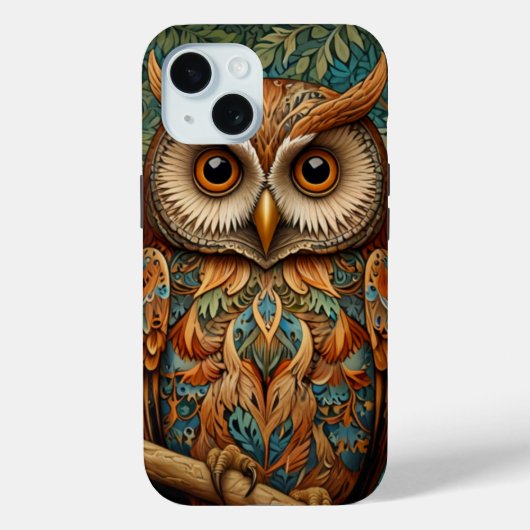 Elegante retro uil bos groen Case-Mate iPhone case (Achterkant)
