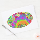 Elegante retro waterverf zonnebloemvelden ovale sticker (Envelop)