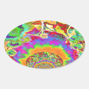 Elegante retro waterverf zonnebloemvelden ovale sticker