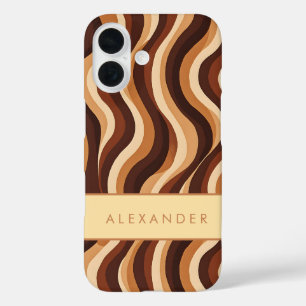 Elegante retro wavy verticale strepen iPhone 16 hoesje