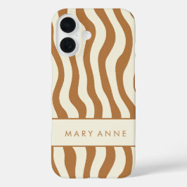 Elegante retro wavy verticale strepen iPhone 16 hoesje