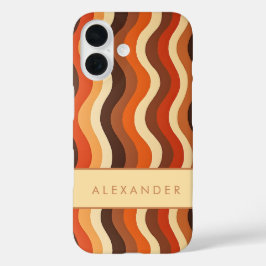 Elegante retro wavy verticale strepen iPhone 16 hoesje