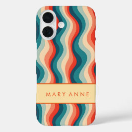 Elegante retro wavy verticale strepen iPhone 16 hoesje