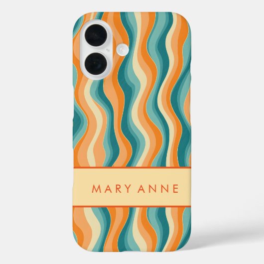 Elegante retro wavy verticale strepen Case-Mate iPhone case (Achterkant)
