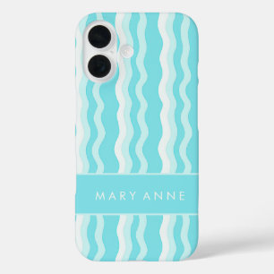 Elegante retro wavy verticale strepen iPhone 16 hoesje