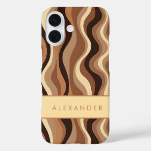 Elegante retro wavy verticale strepen iPhone 16 hoesje
