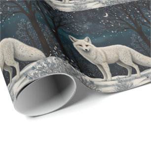 Elegante retro witte wintervos cadeaupapier