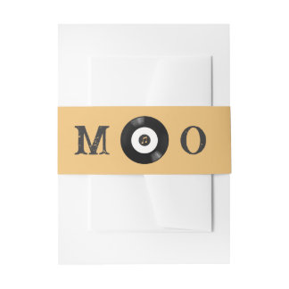 Elegante Retro Zwarte en Witte Vinyl Huwelijksuitn Uitnodigingen Wikkel