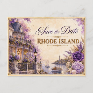 Elegante Rhode Island Save the Date Trouw Uitnodig Briefkaart