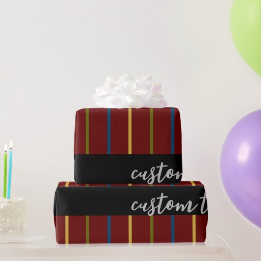 ELEGANTE RIJKE RODE VERTICALE STRIPE LIJNEN SCRIPT CADEAUPAPIER (Feestgeschenken)