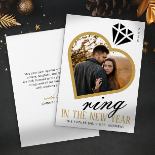 Elegante ring in het nieuwe jaar verlovings Kerstm Feestdagenkaart