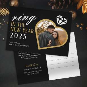 Elegante ring in het nieuwe jaar verlovings Kerstm Feestdagenkaart