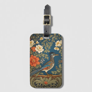 Elegante Roadrunner Bird William Morris geïnspiree Bagagelabel
