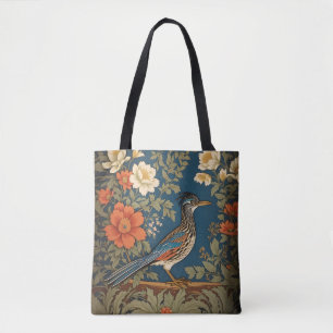 Elegante Roadrunner Bird William Morris geïnspiree Draagtas