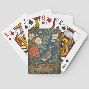Elegante Roadrunner Bird William Morris geïnspiree Pokerkaarten