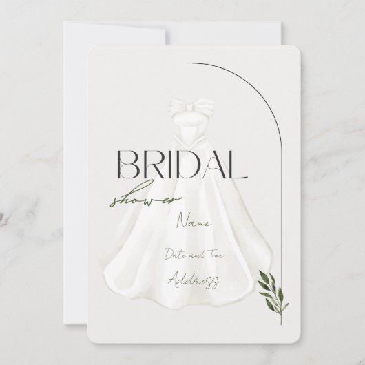 Élégante robe blanche Invitation de douche nuptial (Devant)