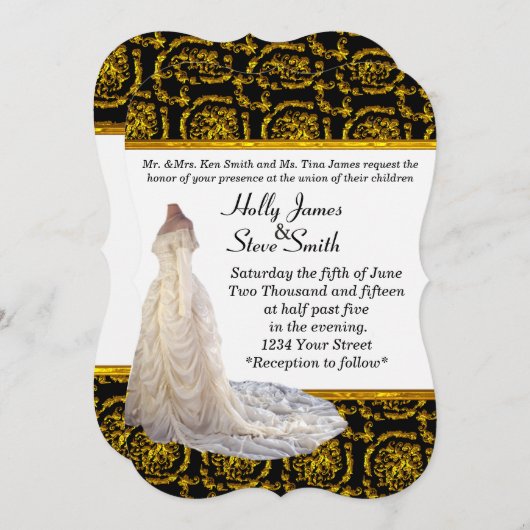 Élégante robe de mariage Invitations de mariage (Devant / Derrière)