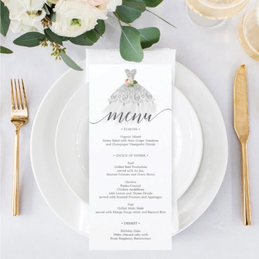 Elégante robe florale Quinceanera Menu