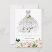 Elégante robe florale Quinceanera RSVP Invitation (Devant)