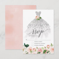 Elégante robe florale Quinceanera RSVP Invitation
