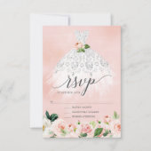 Elégante robe florale Quinceanera RSVP Invitation (Devant)