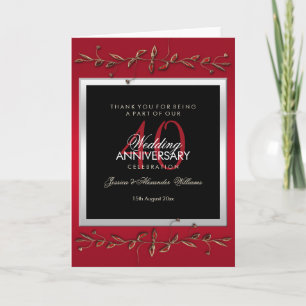 Elegante Robijnen Edelstenen 40-jarig Huwelijksjub Kaart