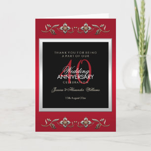 Elegante Robijnen Edelstenen 40-jarig Huwelijksjub Kaart