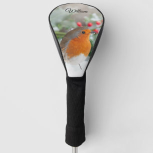 Elegante Robin in Sneeuwrode bessen gepersonalisee Golfheadcover