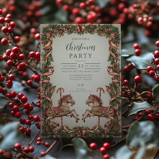 Elegante  Rocking Horse kerst Kaart