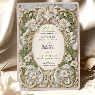 Elegante rococo barok bruiloft kaart
