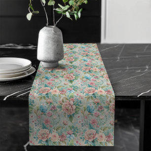 Elegante rococo delicate wervelende bloemen lange tafelloper