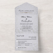 Elegante Rococo Era Zilveren bruiloft Uitnodigen All In One Uitnodiging (Binnen)