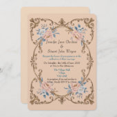 Elegante rococo-stijl bruiloft kaart (Voorkant / Achterkant)