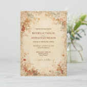 Elegante Rococo Victoriaans Bloemenbruiloft Kaart (Staand voorkant)