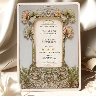 Elegante Rococo Wedding Floral filigraan Lijst Kaart