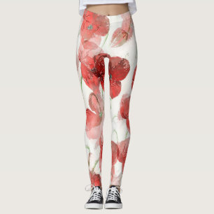 Elegante rode aquarel papavers illustratie leggings
