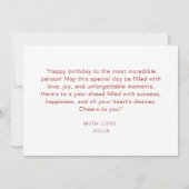 Elegante rode ballonnen Modern Script Happy Birthd Kaart (Achterkant)