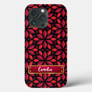 Elegante rode bloem naadloos patroon iPhone 13 pro hoesje