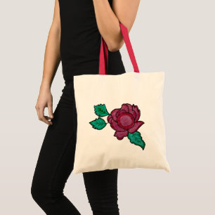 Elegante Rode Bloem Roos Boodschappentas Tote Bag